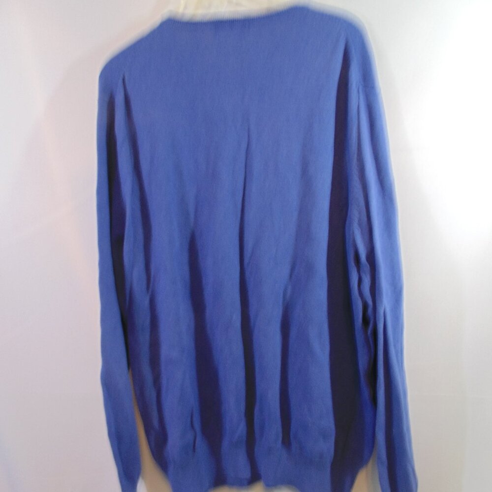 Alan Flusser Sweater Men’s Size XXLarge Cotton Cashmere Blue Pullover V Neck